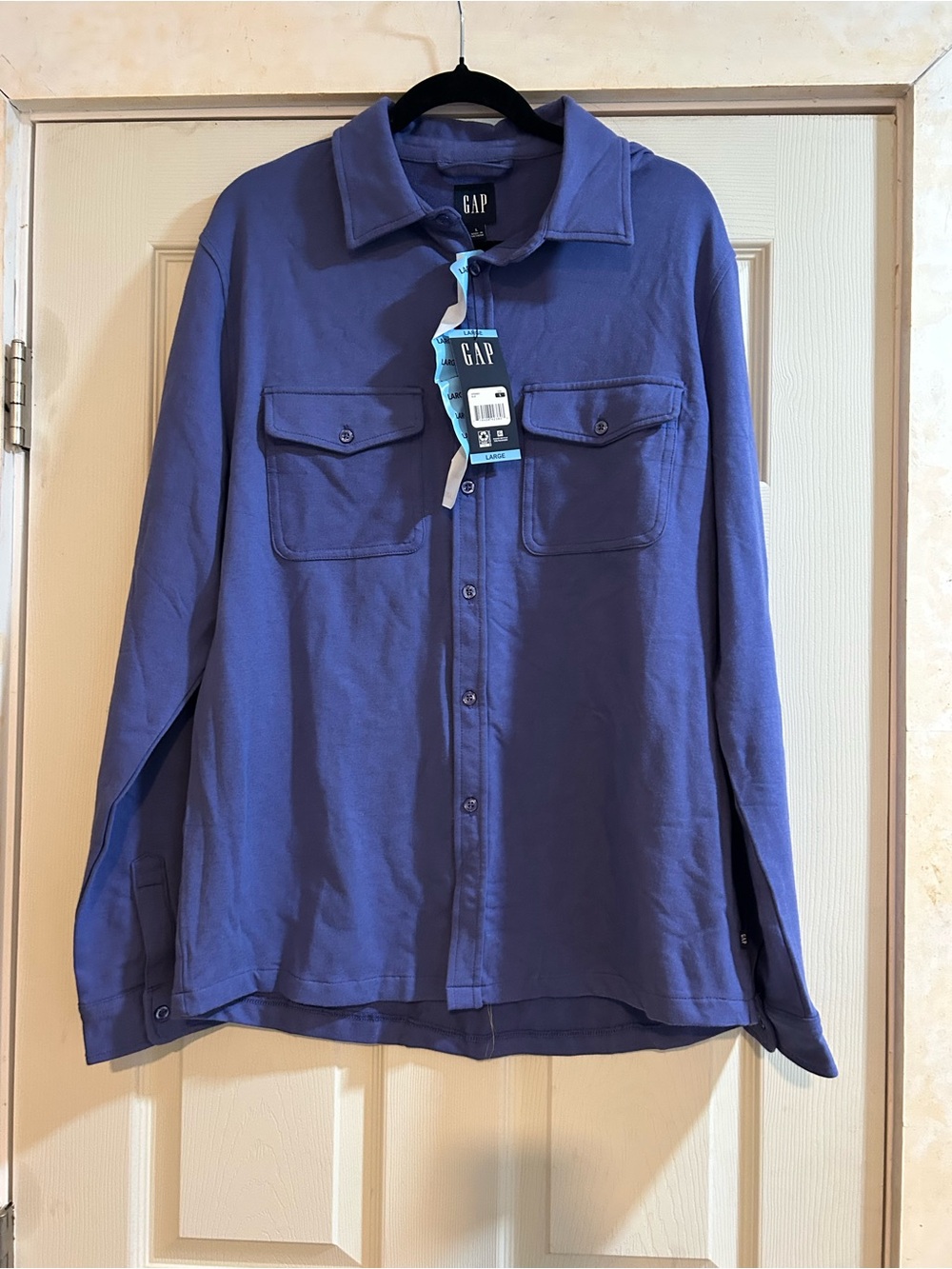 GAP Long Sleeve Knit Button-Down in Purple
